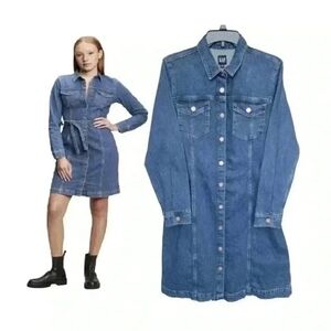 GAP Blue Denim Dress Snap Front Sz 2